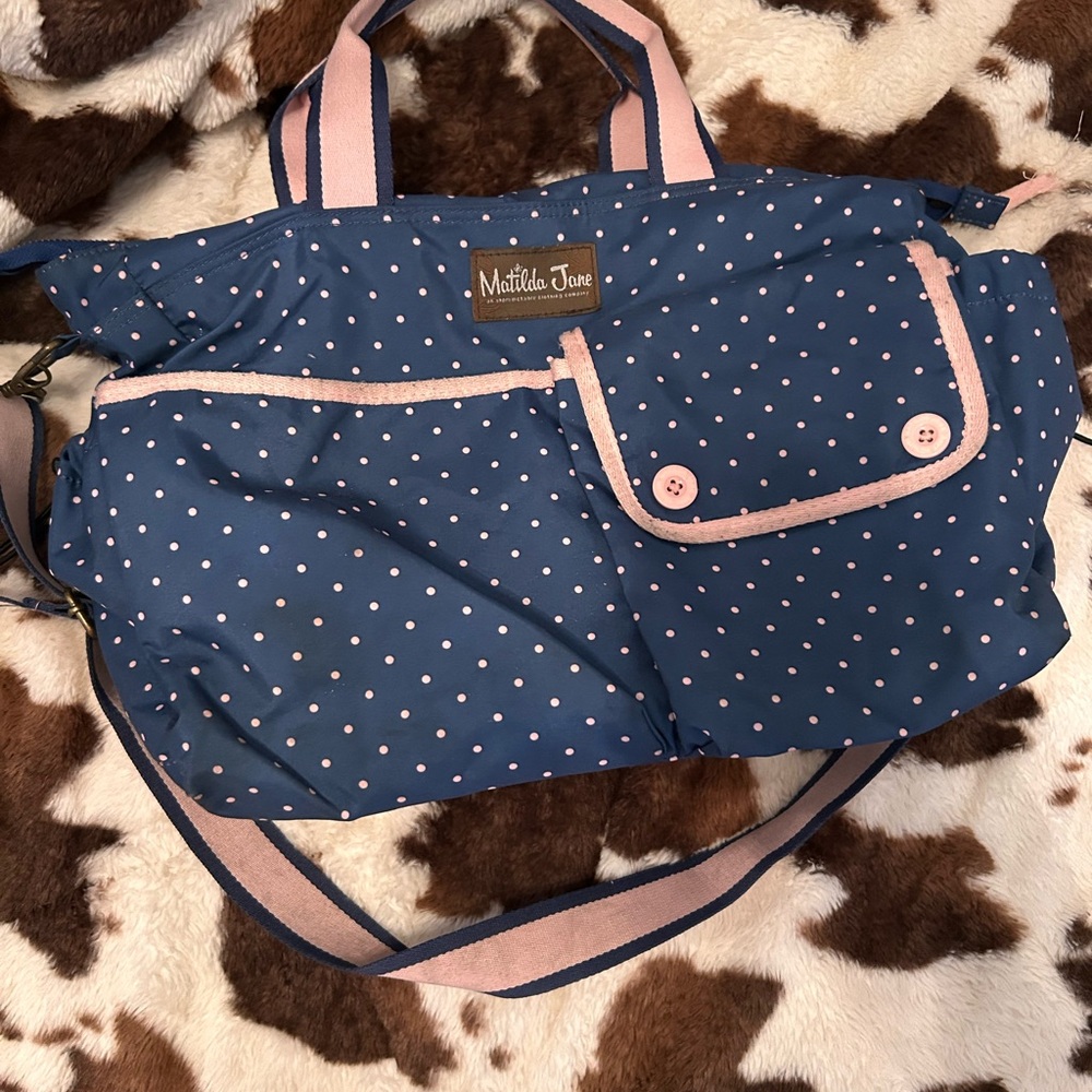 Matilda Jane Blue and Pink Baby Bag with Polka Dots